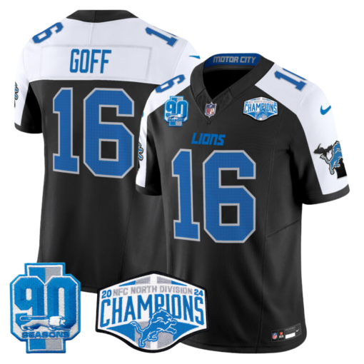 Men’s Detroit Lions 2024 NFC North Division Champions Patch Vapor Limited Jersey – All Stitched